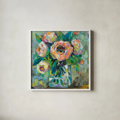 Pink by Jeanette Vertentes. Shown in a crisp white glass frame for a clean and minimalist style. Available as an archival giclee rolled canvas, fine art paper, or poster print. SKU 53471a.