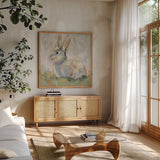 Piper Neutral by Jeanette Vertentes. Shown in a natural wood frame in a cozy modern living room. Available as an archival giclee rolled canvas, fine art paper, or poster print. SKU 78359a.