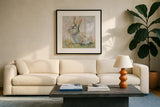Piper Neutral by Jeanette Vertentes. Displayed in a glass frame with matte in a clean modern living room. Available as an archival giclee rolled canvas, fine art paper, or poster print. SKU 78359a.