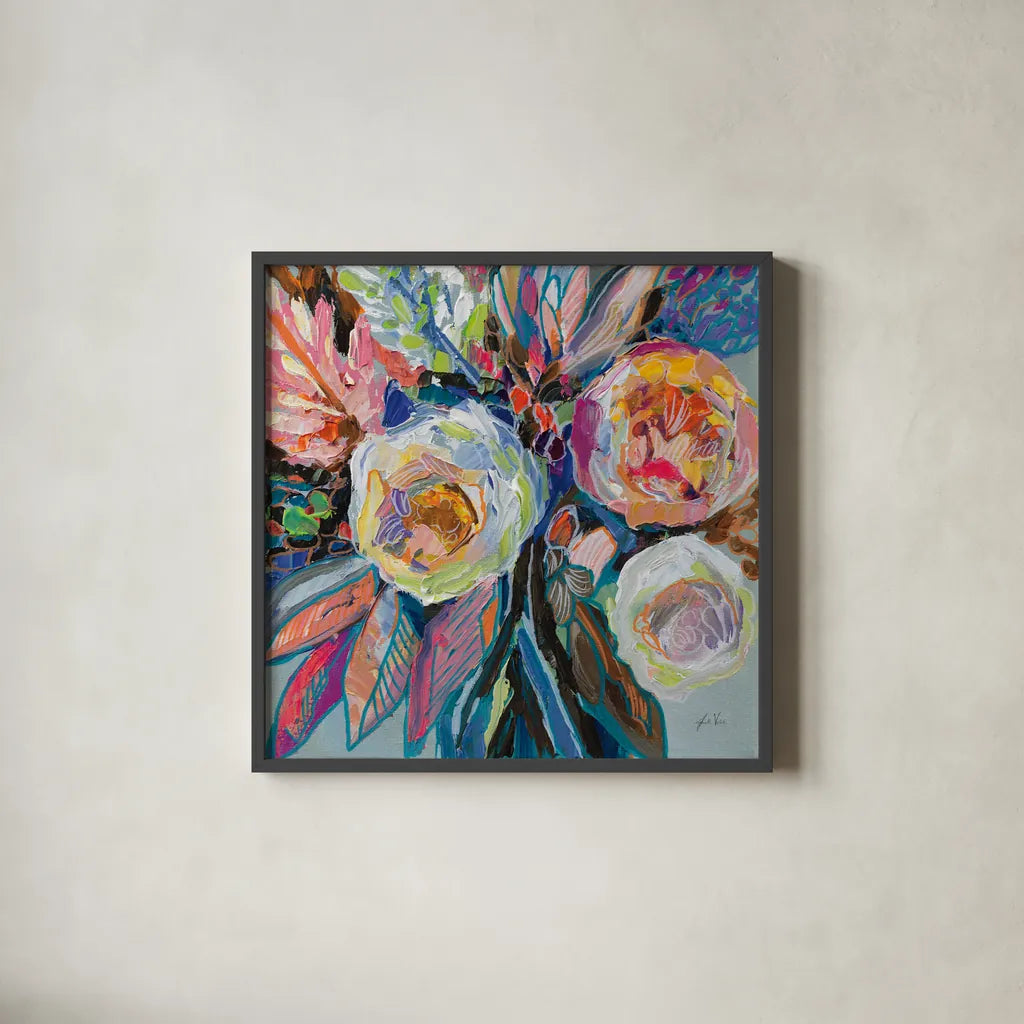 Positively by Jeanette Vertentes. Shown in a sleek black glass frame for a contemporary gallery look. Available as an archival giclee rolled canvas, fine art paper, or poster print. SKU 100164a.