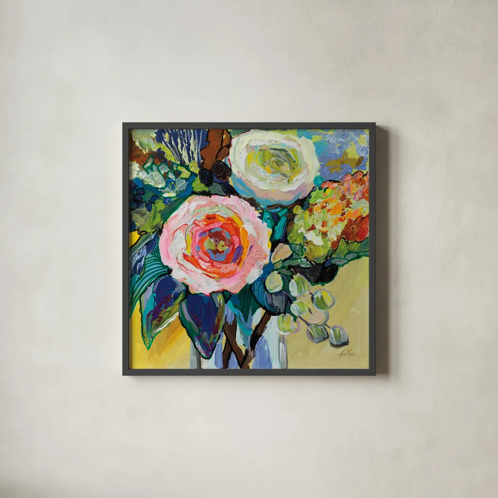 Pragmatic by Jeanette Vertentes. Shown in a sleek black glass frame for a contemporary gallery look. Available as an archival giclee rolled canvas, fine art paper, or poster print. SKU 87092a.