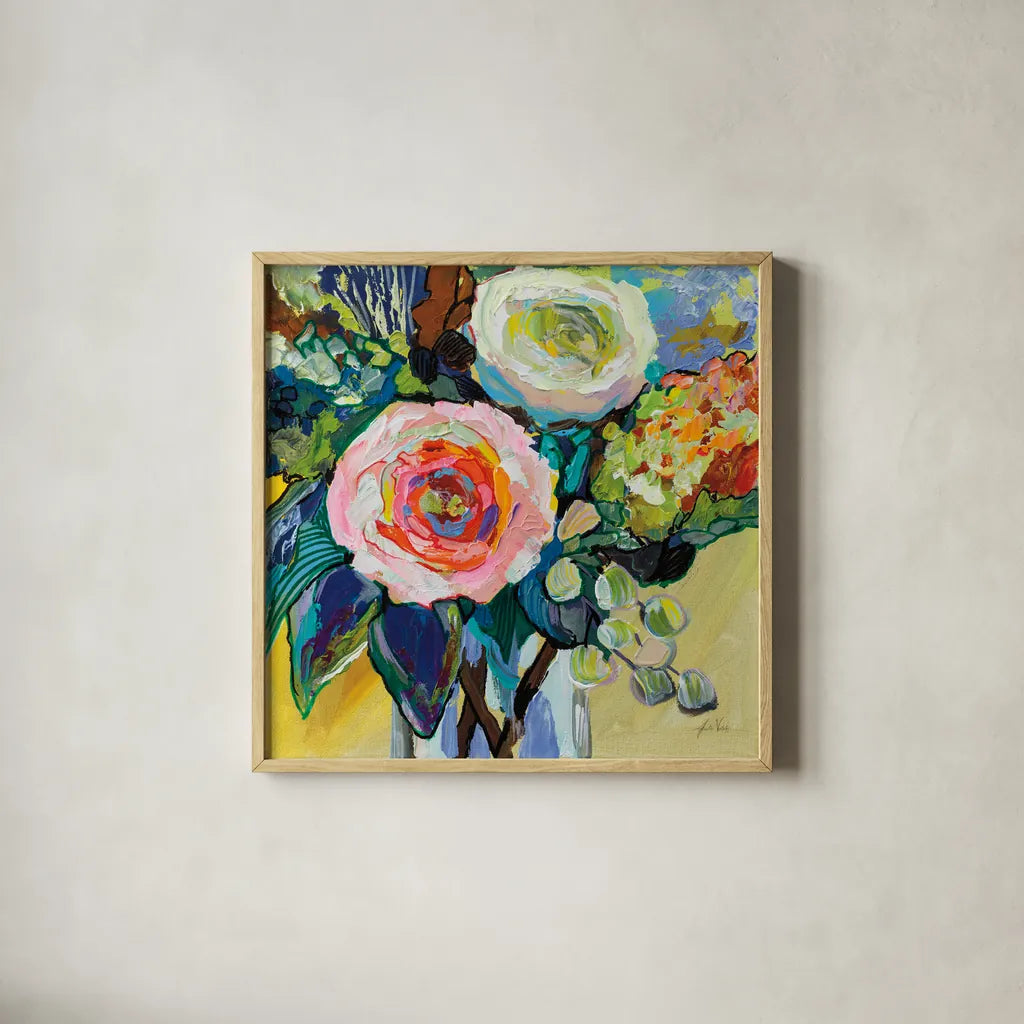 Pragmatic by Jeanette Vertentes. Shown in a natural wood glass frame for a timeless modern aesthetic. Available as an archival giclee rolled canvas, fine art paper, or poster print. SKU 87092a.