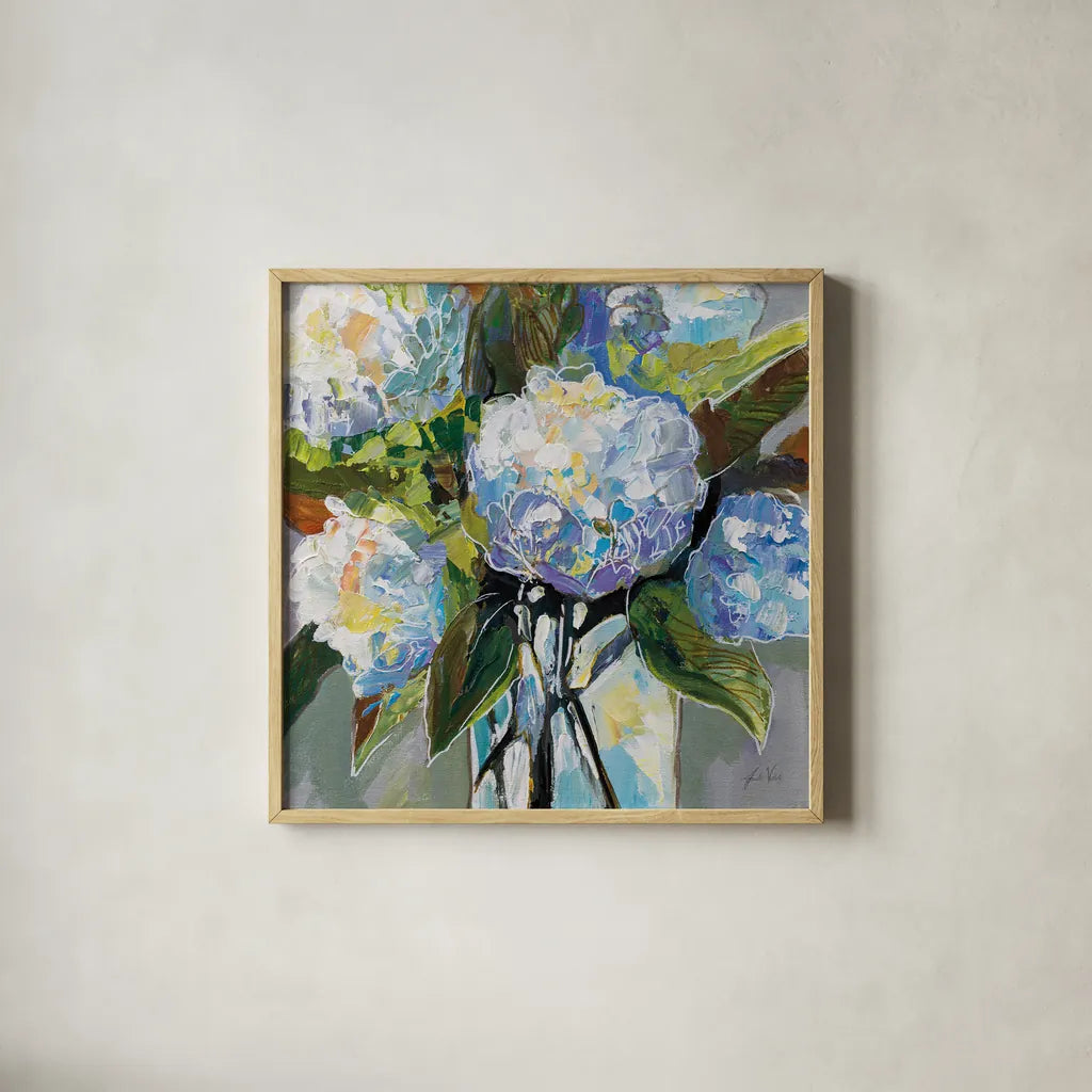 Puffs by Jeanette Vertentes. Shown in a natural wood glass frame for a timeless modern aesthetic. Available as an archival giclee rolled canvas, fine art paper, or poster print. SKU 83801a.
