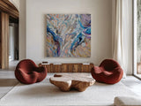 Pull by Jeanette Vertentes. Shown as extra-large giant wall art in a modern living room. Available as an archival giclee rolled canvas, fine art paper, or poster print. SKU 89811a.