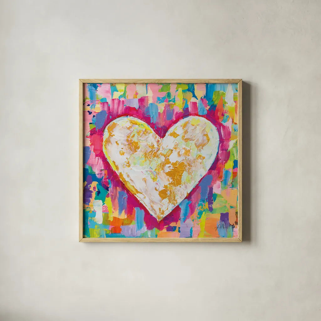 Pure Love by Jeanette Vertentes. Shown in a natural wood glass frame for a timeless modern aesthetic. Available as an archival giclee rolled canvas, fine art paper, or poster print. SKU 78274a.