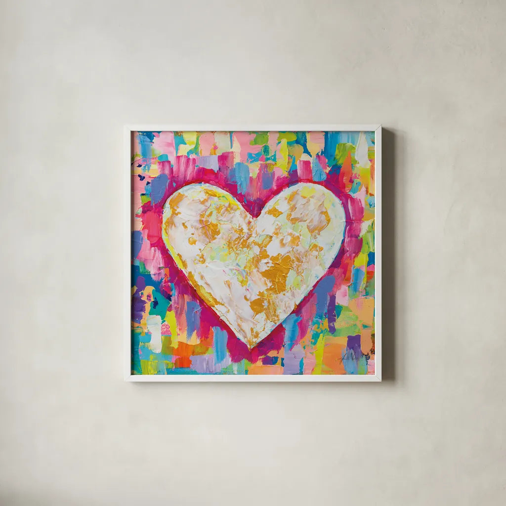 Pure Love by Jeanette Vertentes. Shown in a crisp white glass frame for a clean and minimalist style. Available as an archival giclee rolled canvas, fine art paper, or poster print. SKU 78274a.