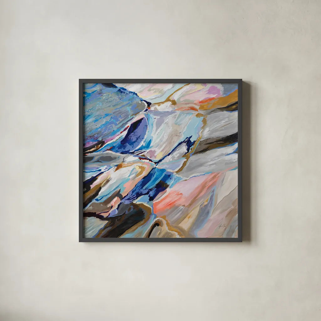 Push by Jeanette Vertentes. Shown in a sleek black glass frame for a contemporary gallery look. Available as an archival giclee rolled canvas, fine art paper, or poster print. SKU 89812a.