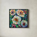Reaching for the Sun by Jeanette Vertentes. Shown in a sleek black glass frame for a contemporary gallery look. Available as an archival giclee rolled canvas, fine art paper, or poster print. SKU 56811a.