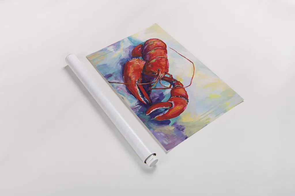 Red Lobster by Jeanette Vertentes. shown as a rolled paper print. Available as archival giclee rolled canvas, fine art paper, or poster print. SKU 92259i.