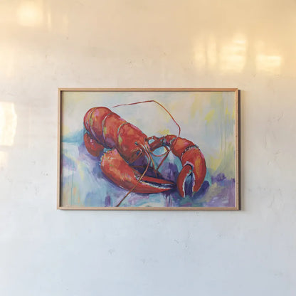 Red Lobster by Jeanette Vertentes. shown as a paper print in a natural frame. Available as a archival giclee rolled canvas, fine art paper, or poster print. SKU 92259i.