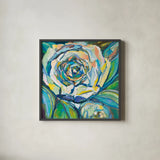 Rose by Jeanette Vertentes. Shown in a sleek black glass frame for a contemporary gallery look. Available as an archival giclee rolled canvas, fine art paper, or poster print. SKU 67251a.