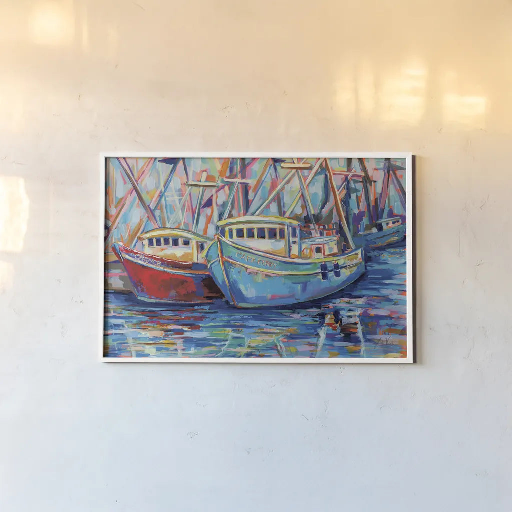 Salty Duo by Jeanette Vertentes. shown as a paper print in a white frame. Available as a archival giclee rolled canvas, fine art paper, or poster print. SKU 75676i.