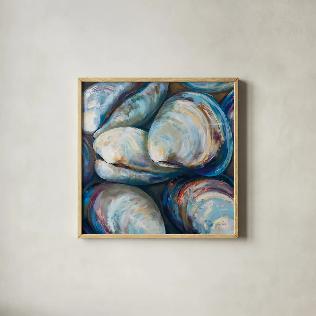 Salty I by Jeanette Vertentes. Shown in a natural wood glass frame for a timeless modern aesthetic. Available as an archival giclee rolled canvas, fine art paper, or poster print. SKU 70561a.