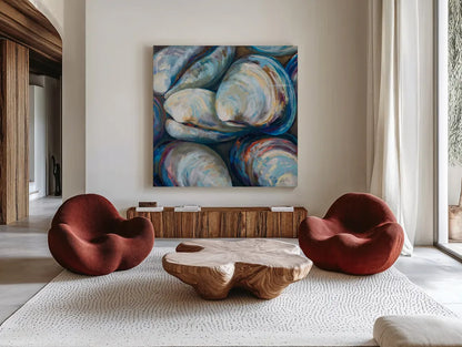Salty I by Jeanette Vertentes. Shown as extra-large giant wall art in a modern living room. Available as an archival giclee rolled canvas, fine art paper, or poster print. SKU 70561a.