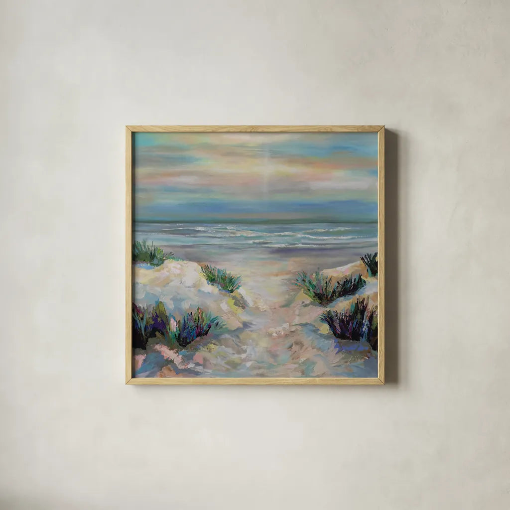 Sanctifying by Jeanette Vertentes. Shown in a natural wood glass frame for a timeless modern aesthetic. Available as an archival giclee rolled canvas, fine art paper, or poster print. SKU 95741a.