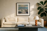 Sanctifying by Jeanette Vertentes. Displayed in a glass frame with matte in a clean modern living room. Available as an archival giclee rolled canvas, fine art paper, or poster print. SKU 95741a.