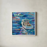 Sea La Vie by Jeanette Vertentes. Shown in a crisp white glass frame for a clean and minimalist style. Available as an archival giclee rolled canvas, fine art paper, or poster print. SKU 85812a.