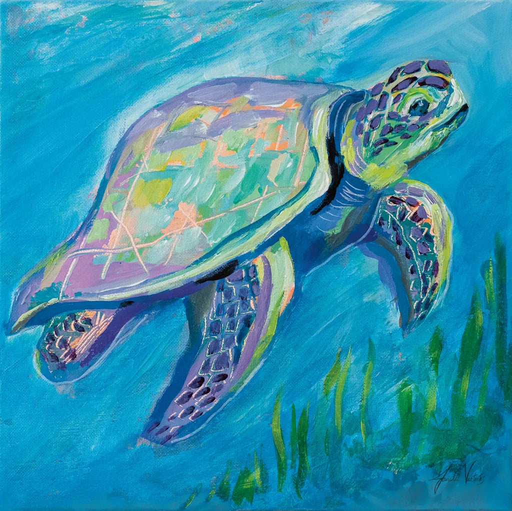 Sea Turtle Swim by Jeanette Vertentes. SKU 69368a. Archival Giclee Fine art print for wall decor.