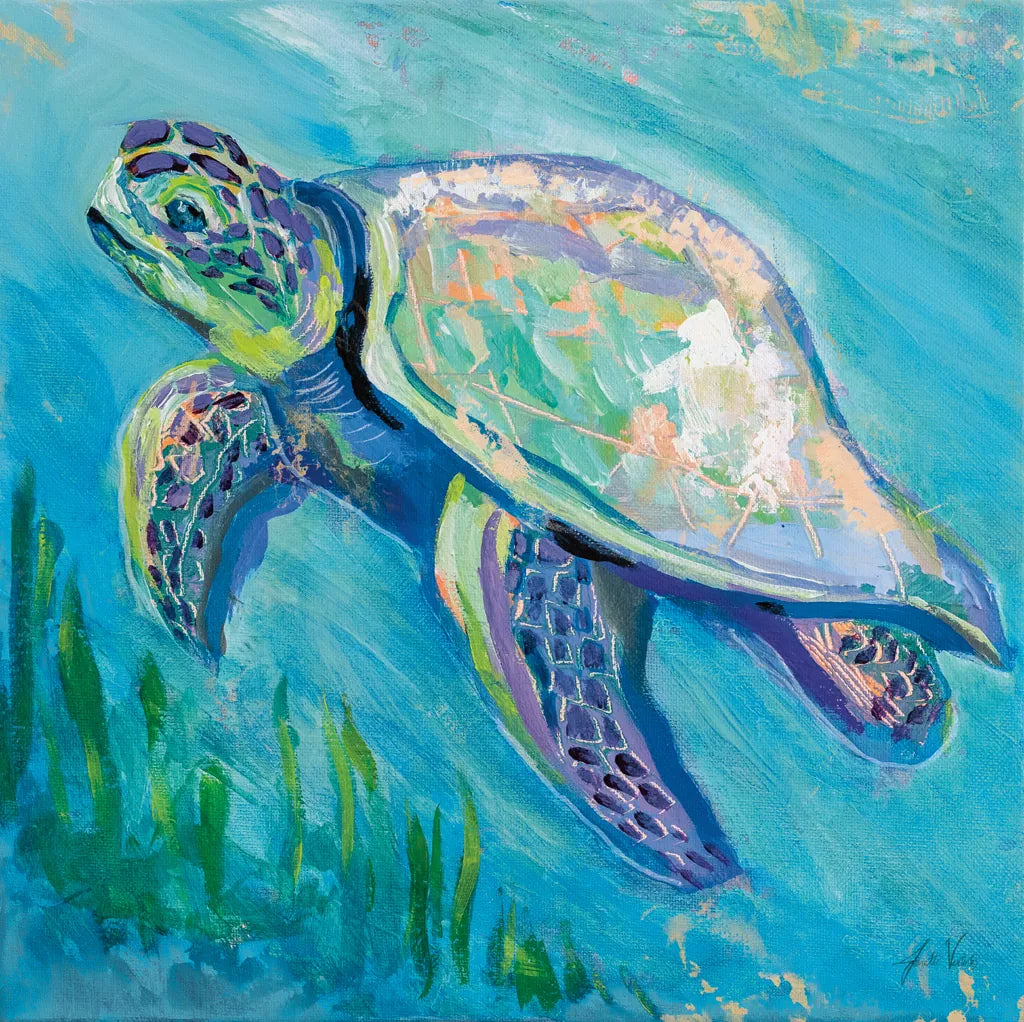 Sea Turtle Swim Light Flipped by Jeanette Vertentes. SKU 75514a. Archival Giclee Fine art print for wall decor.