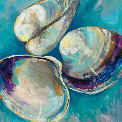Shell Trio by Jeanette Vertentes. SKU 71517a. Archival Giclee Fine art print for wall decor.