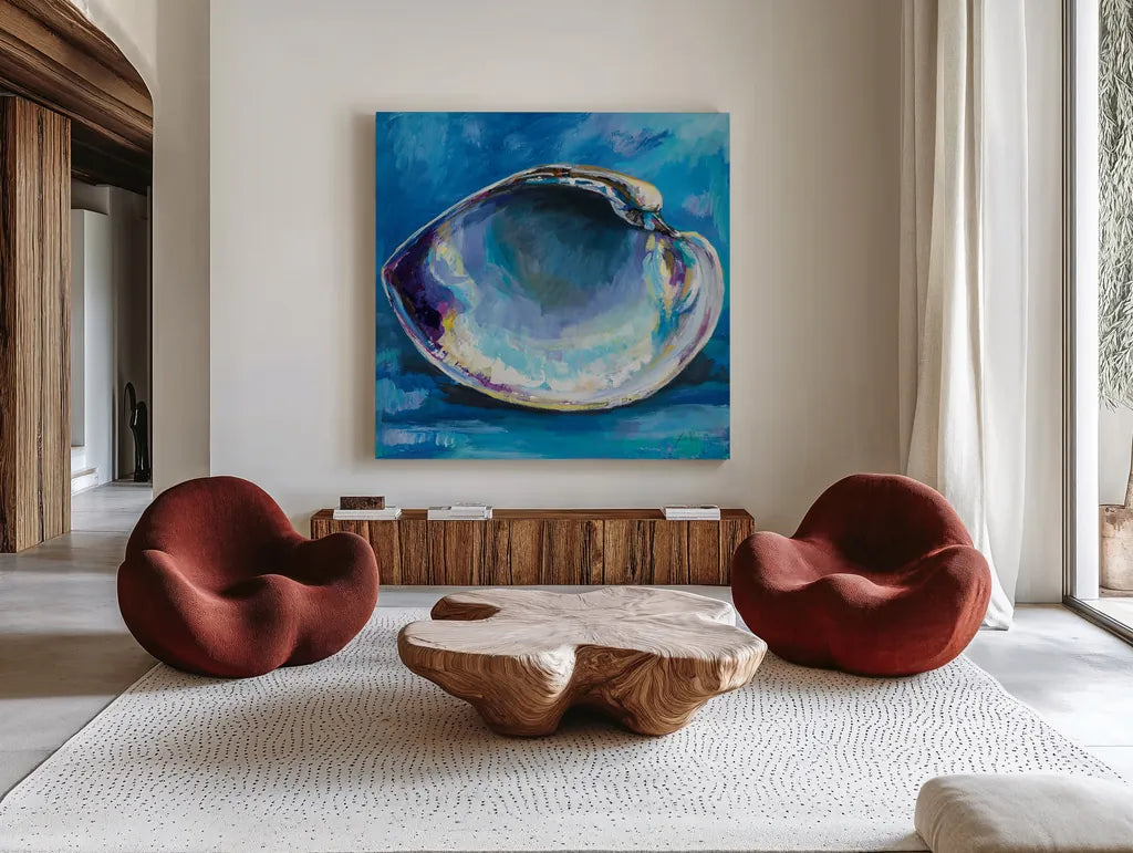 Single Life by Jeanette Vertentes. Shown as extra-large giant wall art in a modern living room. Available as an archival giclee rolled canvas, fine art paper, or poster print. SKU 78319a.