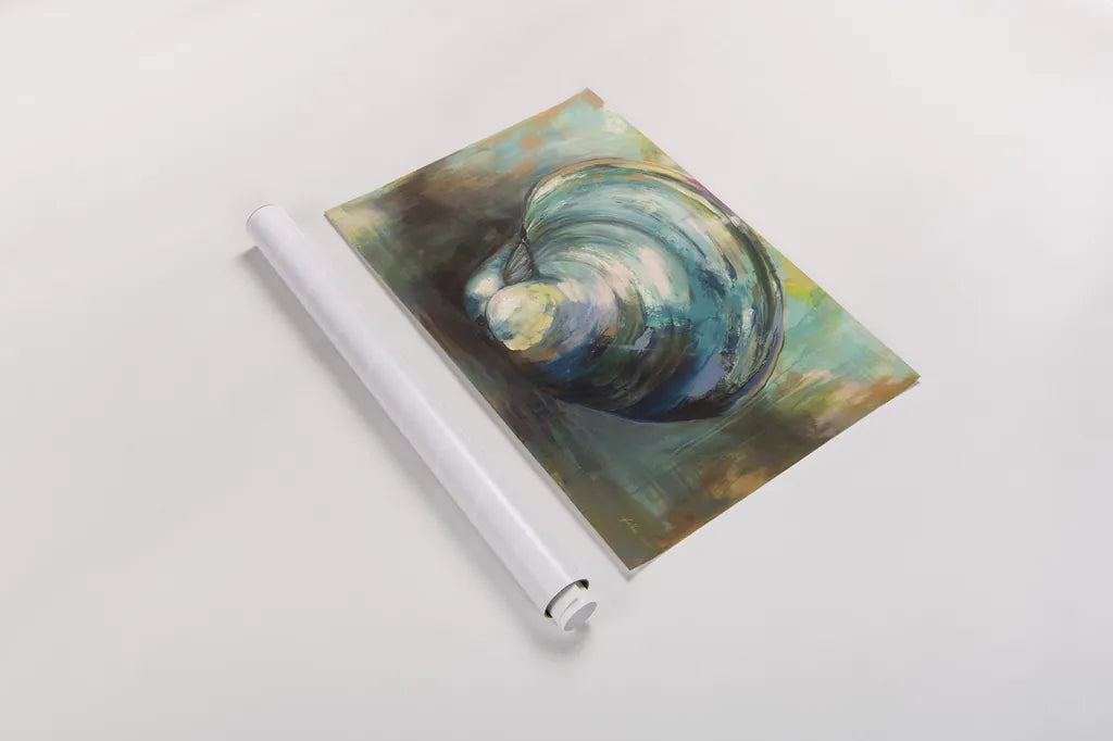 Solo Quahog by Jeanette Vertentes. shown as a rolled paper print. Available as archival giclee rolled canvas, fine art paper, or poster print. SKU 49332i.