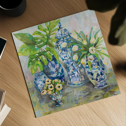 Spring Ginger by Jeanette Vertentes. Shown as a detailed flat fine art print, highlighting archival giclee quality. Available as an archival giclee rolled canvas, fine art paper, or poster print. SKU 53919a.
