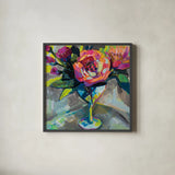 Summer Cocktail by Jeanette Vertentes. Shown in a sleek black glass frame for a contemporary gallery look. Available as an archival giclee rolled canvas, fine art paper, or poster print. SKU 53899a.