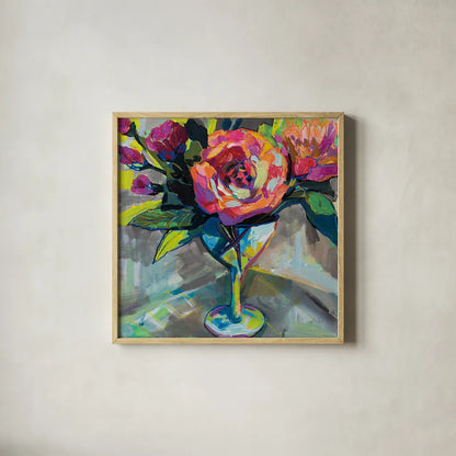 Summer Cocktail by Jeanette Vertentes. Shown in a natural wood glass frame for a timeless modern aesthetic. Available as an archival giclee rolled canvas, fine art paper, or poster print. SKU 53899a.