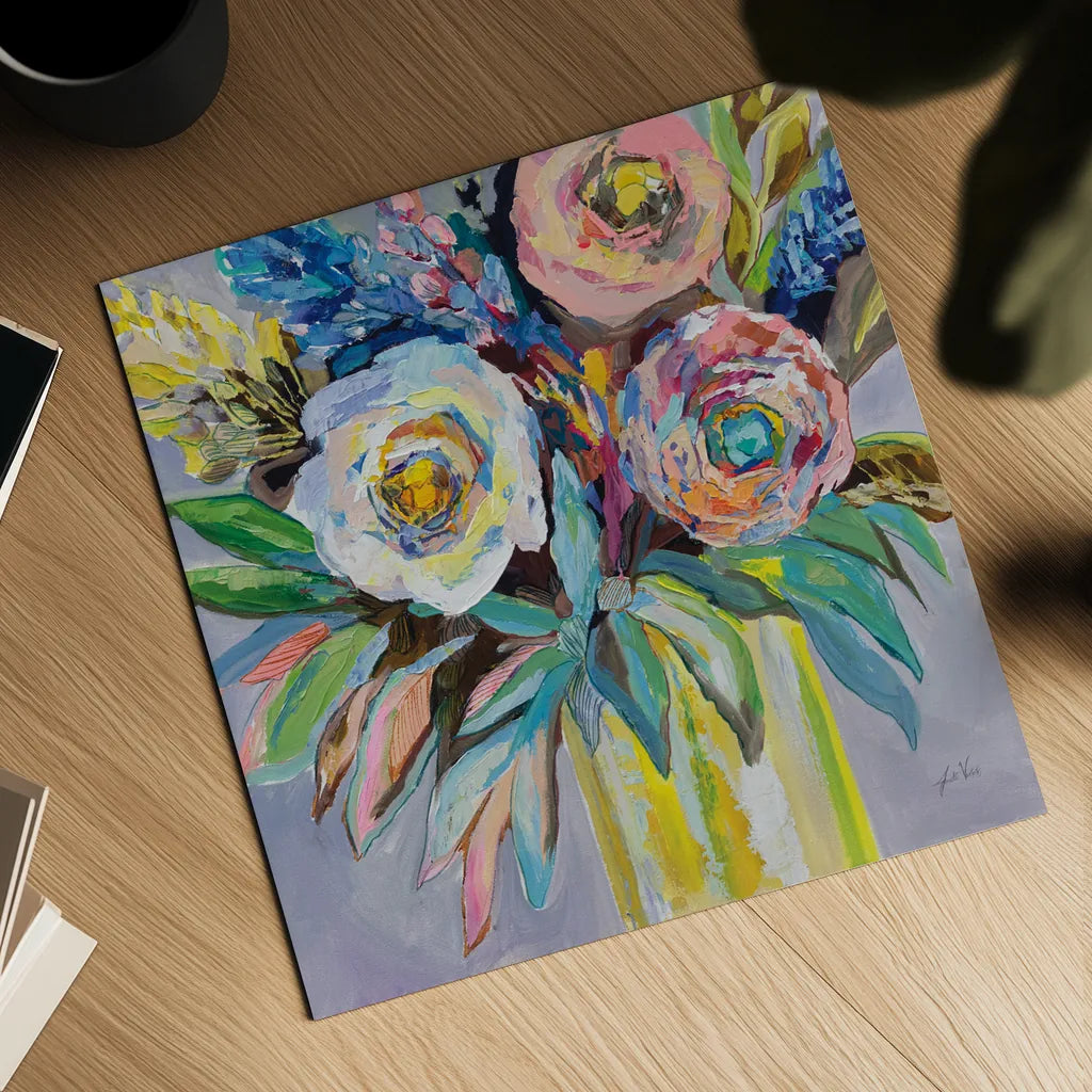 Summer Gifts by Jeanette Vertentes. Shown as a detailed flat fine art print, highlighting archival giclee quality. Available as an archival giclee rolled canvas, fine art paper, or poster print. SKU 100305a.