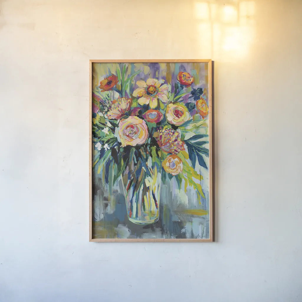 Summer Happiness by Jeanette Vertentes. shown as a paper print in a natural frame. Available as a archival giclee rolled canvas, fine art paper, or poster print. SKU 53918h.