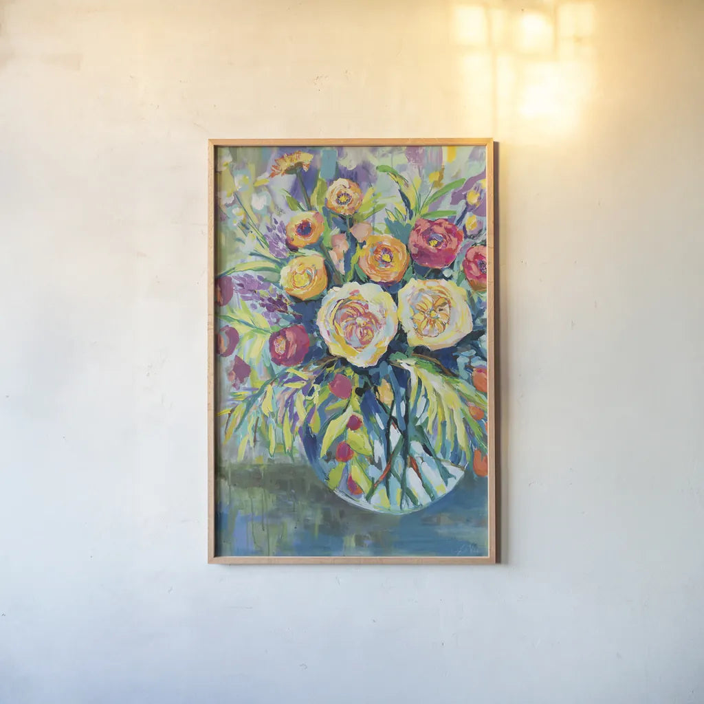 Summer Joy by Jeanette Vertentes. shown as a paper print in a natural frame. Available as a archival giclee rolled canvas, fine art paper, or poster print. SKU 53915h.