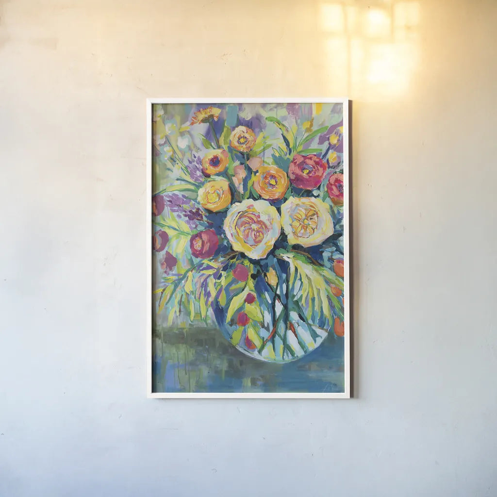 Summer Joy by Jeanette Vertentes. shown as a paper print in a white frame. Available as a archival giclee rolled canvas, fine art paper, or poster print. SKU 53915h.