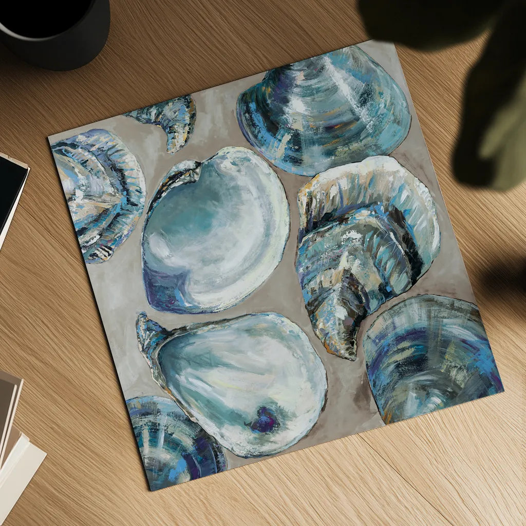 Summer Party Blue by Jeanette Vertentes. Shown as a detailed flat fine art print, highlighting archival giclee quality. Available as an archival giclee rolled canvas, fine art paper, or poster print. SKU 97040a.