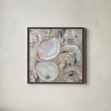 Summer Party Pink by Jeanette Vertentes. Shown in a sleek black glass frame for a contemporary gallery look. Available as an archival giclee rolled canvas, fine art paper, or poster print. SKU 92736a.