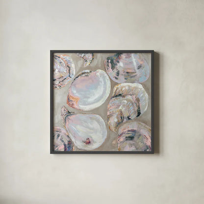 Summer Party Pink by Jeanette Vertentes. Shown in a sleek black glass frame for a contemporary gallery look. Available as an archival giclee rolled canvas, fine art paper, or poster print. SKU 92736a.