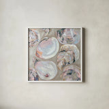 Summer Party Pink by Jeanette Vertentes. Shown in a crisp white glass frame for a clean and minimalist style. Available as an archival giclee rolled canvas, fine art paper, or poster print. SKU 92736a.