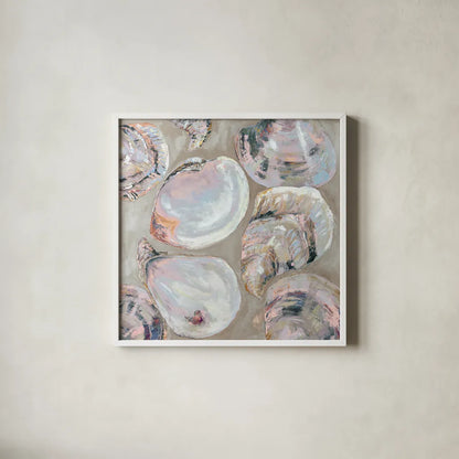 Summer Party Pink by Jeanette Vertentes. Shown in a crisp white glass frame for a clean and minimalist style. Available as an archival giclee rolled canvas, fine art paper, or poster print. SKU 92736a.