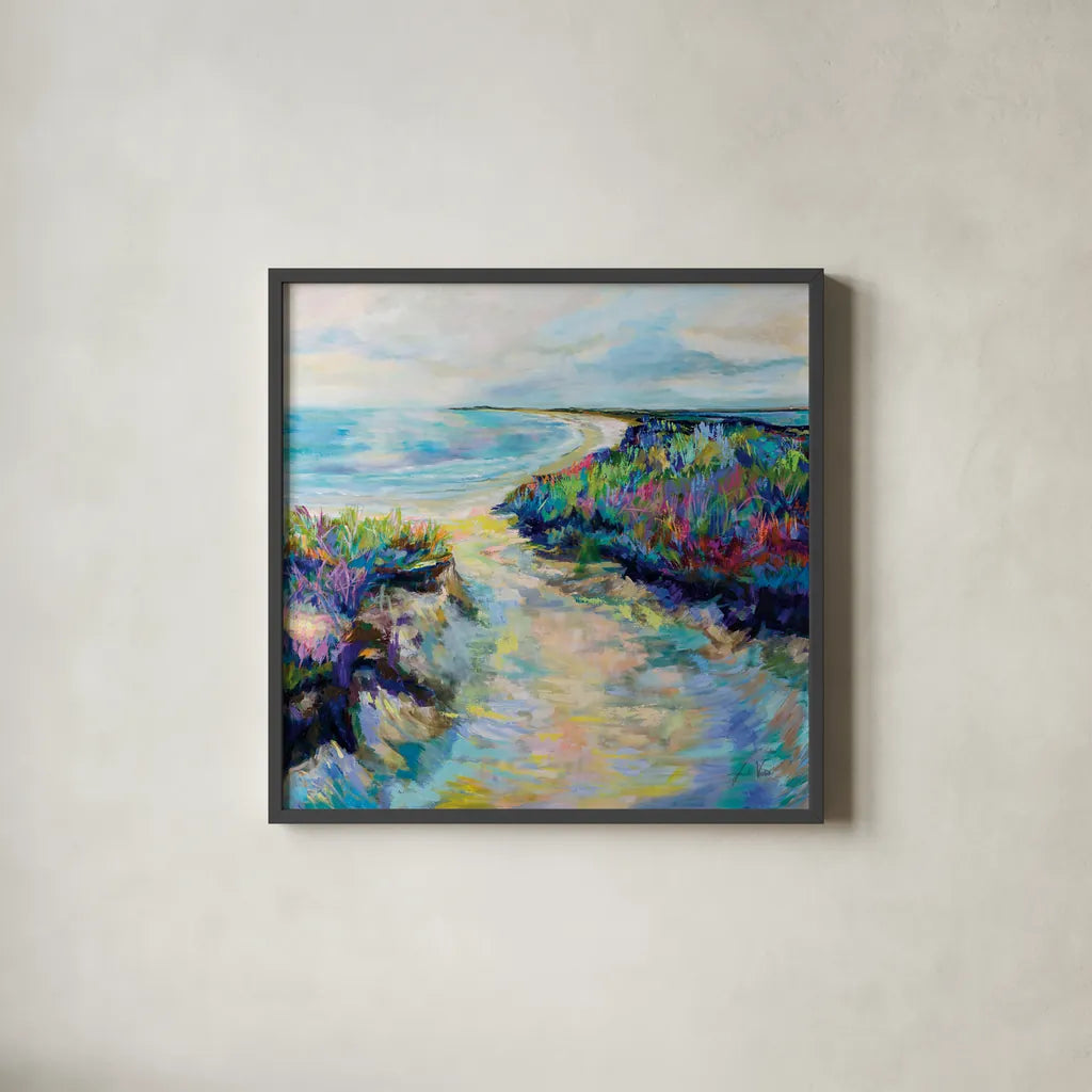 Sunday Afternoon by Jeanette Vertentes. Shown in a sleek black glass frame for a contemporary gallery look. Available as an archival giclee rolled canvas, fine art paper, or poster print. SKU 78293a.