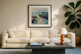 Sunday Afternoon by Jeanette Vertentes. Displayed in a glass frame with matte in a clean modern living room. Available as an archival giclee rolled canvas, fine art paper, or poster print. SKU 78293a.