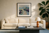 Sunday Afternoon by Jeanette Vertentes. Displayed in a glass frame with matte in a clean modern living room. Available as an archival giclee rolled canvas, fine art paper, or poster print. SKU 91759a.
