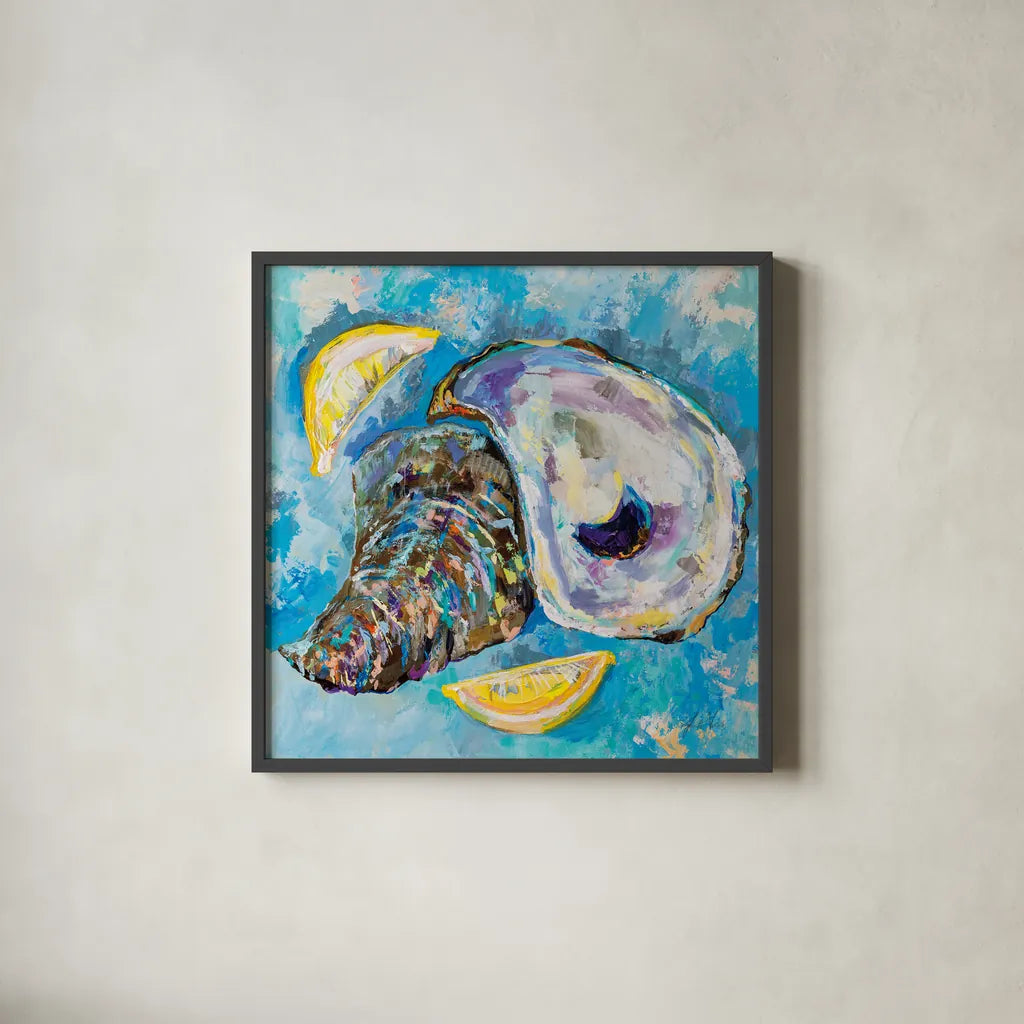 Tasty by Jeanette Vertentes. Shown in a sleek black glass frame for a contemporary gallery look. Available as an archival giclee rolled canvas, fine art paper, or poster print. SKU 74835a.