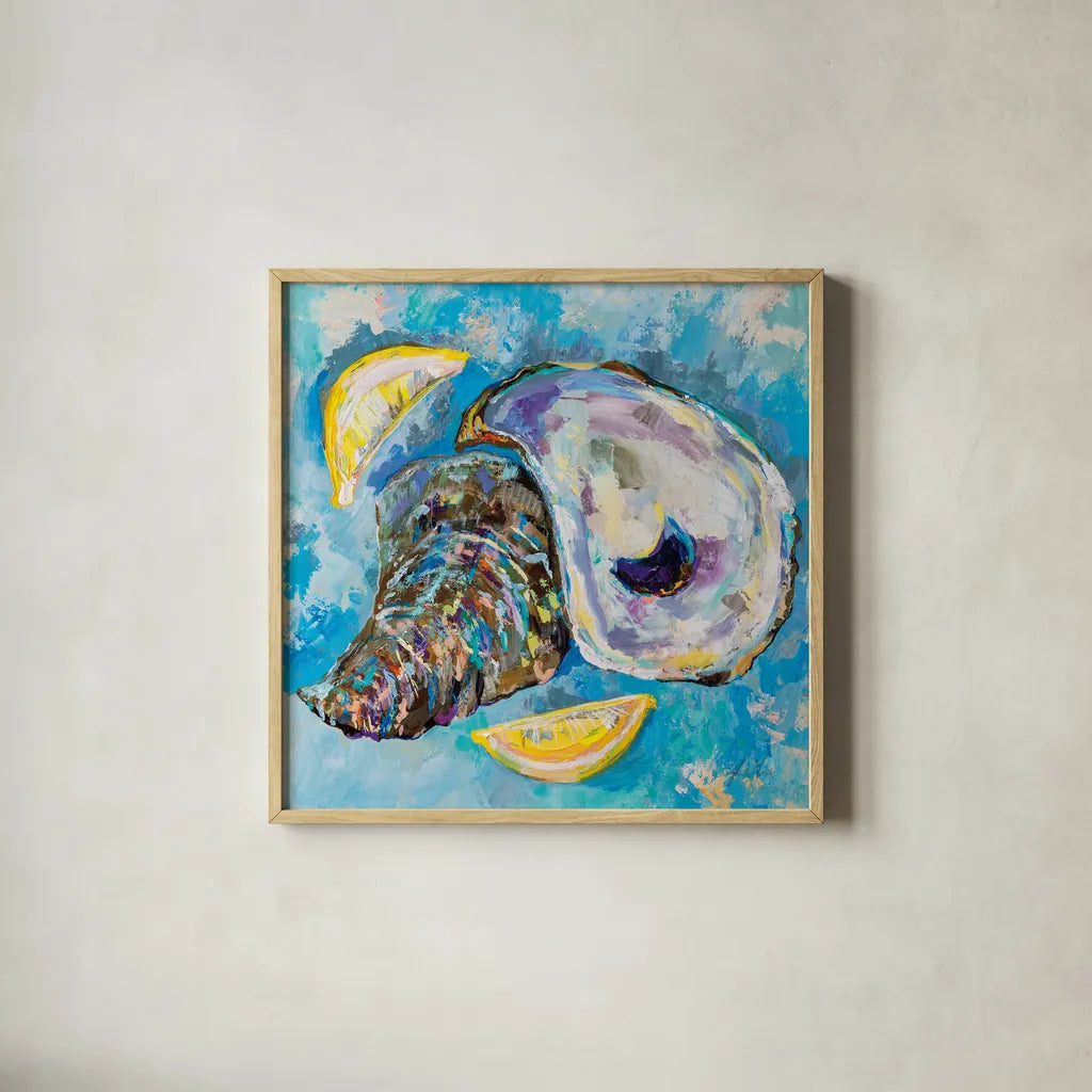 Tasty by Jeanette Vertentes. Shown in a natural wood glass frame for a timeless modern aesthetic. Available as an archival giclee rolled canvas, fine art paper, or poster print. SKU 74835a.