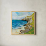 The Bluffs by Jeanette Vertentes. Shown in a natural wood glass frame for a timeless modern aesthetic. Available as an archival giclee rolled canvas, fine art paper, or poster print. SKU 59572a.