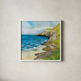 The Bluffs by Jeanette Vertentes. Shown in a crisp white glass frame for a clean and minimalist style. Available as an archival giclee rolled canvas, fine art paper, or poster print. SKU 59572a.