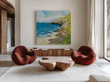 The Bluffs by Jeanette Vertentes. Shown as extra-large giant wall art in a modern living room. Available as an archival giclee rolled canvas, fine art paper, or poster print. SKU 59572a.
