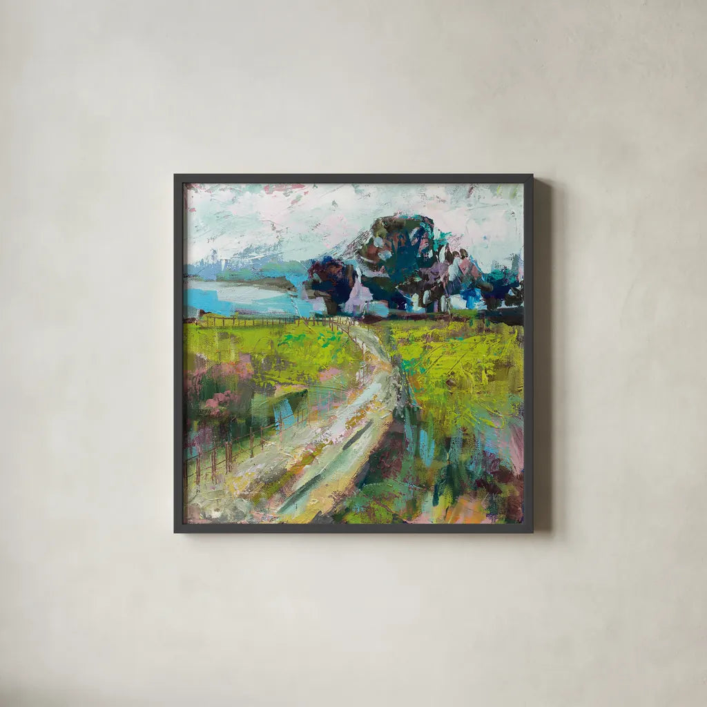 The Meadow v2 by Jeanette Vertentes. Shown in a sleek black glass frame for a contemporary gallery look. Available as an archival giclee rolled canvas, fine art paper, or poster print. SKU 61331a.