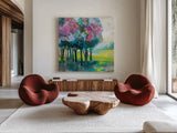 The Orchard by Jeanette Vertentes. Shown as extra-large giant wall art in a modern living room. Available as an archival giclee rolled canvas, fine art paper, or poster print. SKU 59576a.