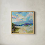 The Shore by Jeanette Vertentes. Shown in a natural wood glass frame for a timeless modern aesthetic. Available as an archival giclee rolled canvas, fine art paper, or poster print. SKU 59573a.