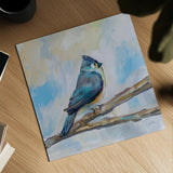Titmouse by Jeanette Vertentes. Shown as a detailed flat fine art print, highlighting archival giclee quality. Available as an archival giclee rolled canvas, fine art paper, or poster print. SKU 63456a.
